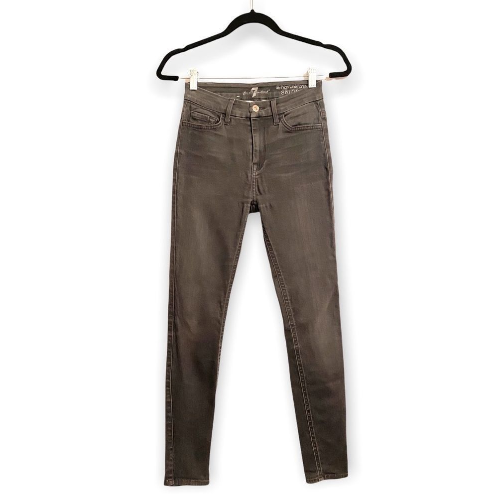 7 For All Mankind High Rise Ankle Skinny, Gray, Size 25 - Picture 3 of 5
